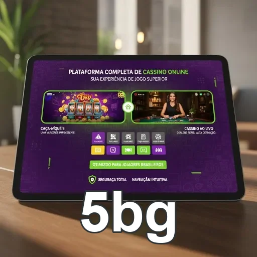 Tablet exibindo o aplicativo 5bg com acesso seguro ao cassino.
