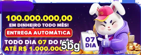 Banner promocional da 5bg com coelho e informações sobre prêmios.