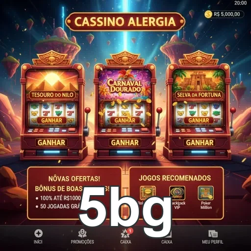 Interface do cassino 5bg com máquinas de slots em destaque.