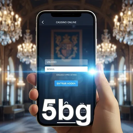 Tela de login do cassino online da 5bg em um celular.