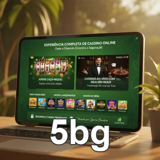 Tablet exibindo aplicativo cassino 5bg com jogos diversos