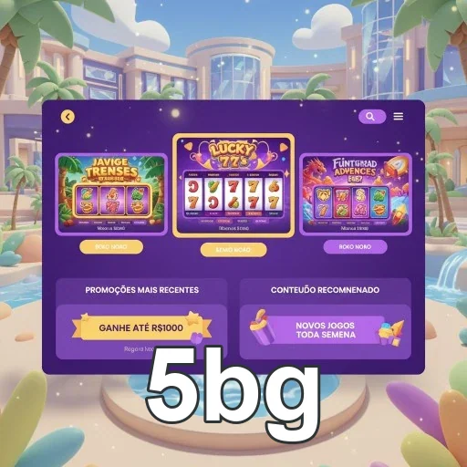 Interface do 5bg com promoções e jogos recentes em destaque.