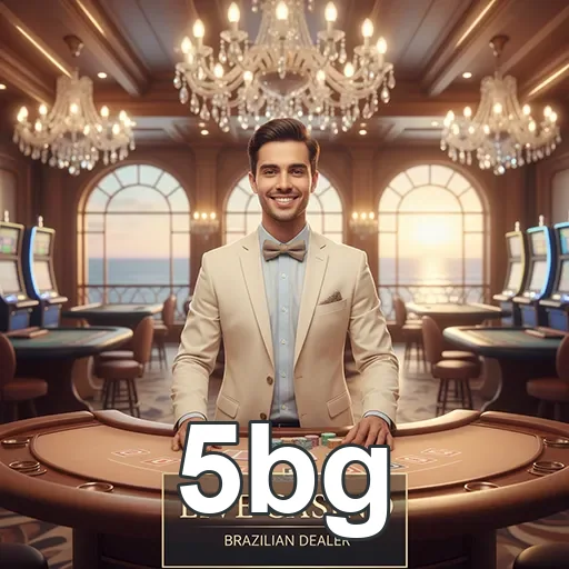 Dealer brasileiro sorrindo em cassino elegante da 5bg.