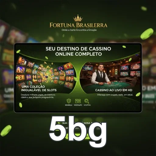 Interface da 5bg destacando serviços VIP e cassino online seguro.